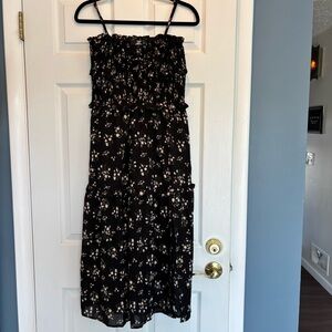 Zhang Da Ren Black Floral Tiered Dress with Ruching